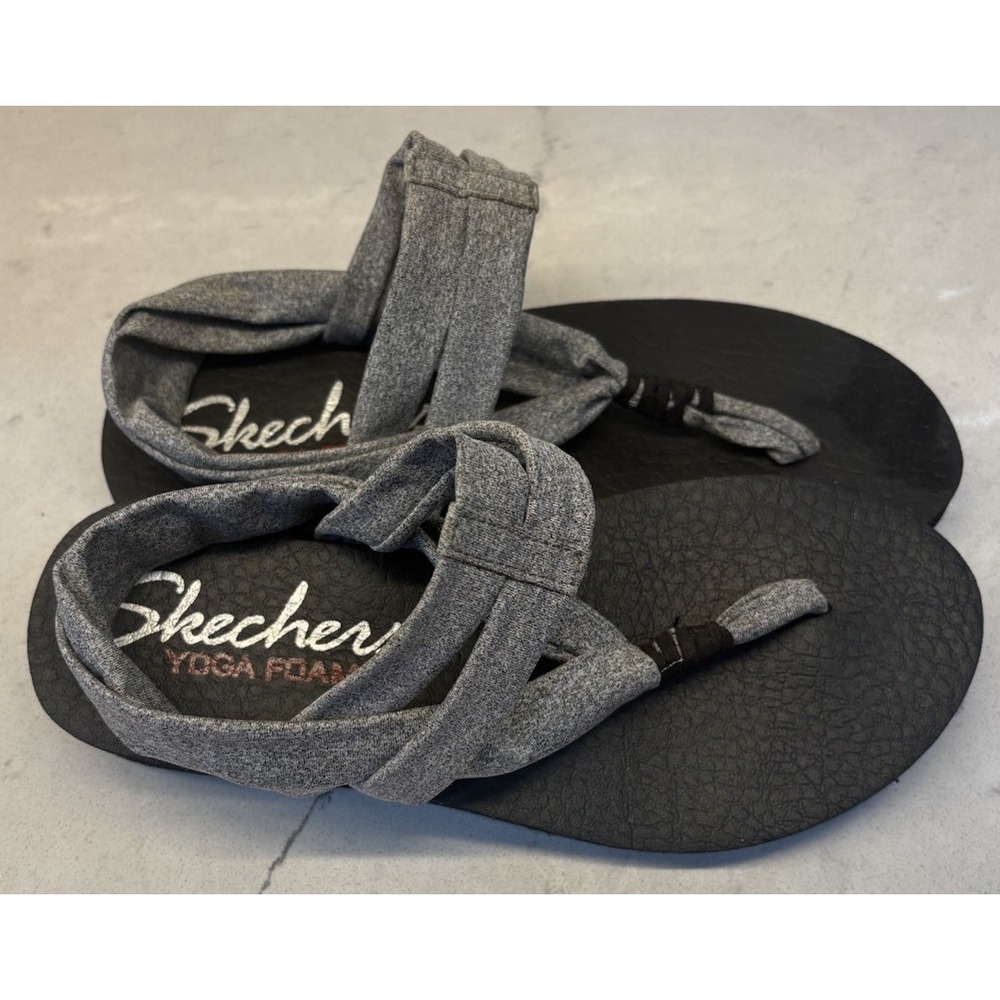 Skechers Meditation Studio Kicks Yoga Foam Sandals Grey Slingback Women's Size 7
